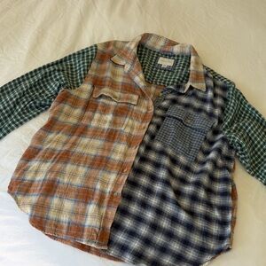 American Eagle Outfitters Plaid Button Down Shirt - Orange, Blue, Green